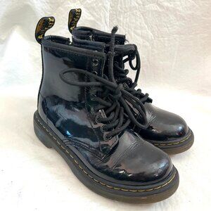 Dr Martens 1460 J Boots Kids size 13 black patent leather lace zip up combat